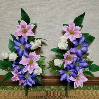 お供え花　造花　お花のみ一対　クレマチス