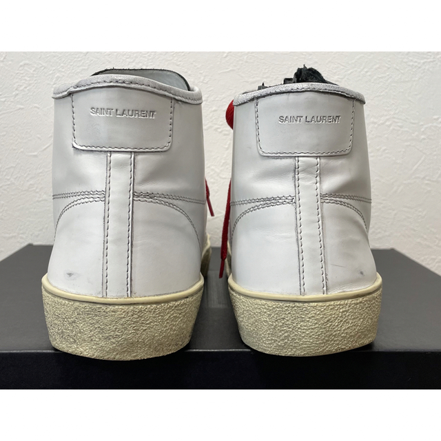 16SS サンローランパリ 汚れ加工 ハイカットレザースニーカー 43