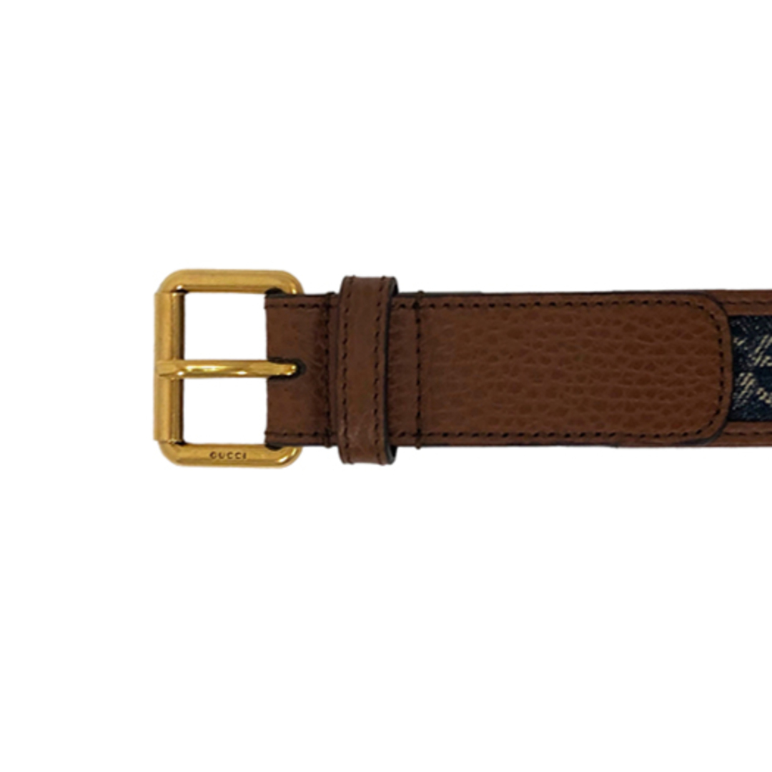 グッチ GGデニム ベルト レザー ブルー ブラウン 90cm 678694 GUCCI 横浜BLANC
