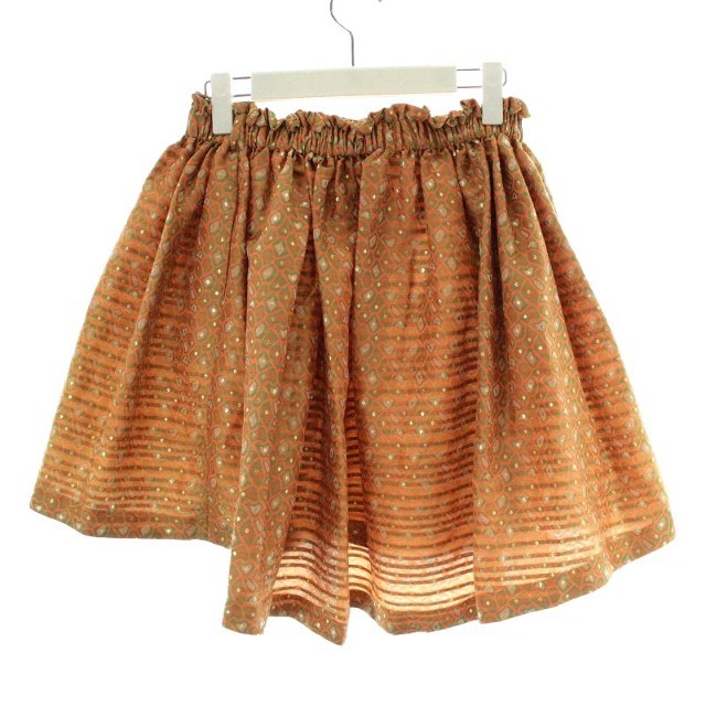 MSGM(エムエスジイエム)のエムエスジーエム MSGM フレアスカート ミニ丈 総柄 40 M オレンジ レディースのスカート(ミニスカート)の商品写真