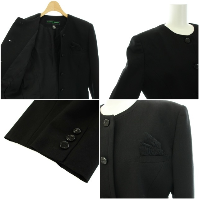 カルヴェン フォーマル スーツ ノーカラージャケット スカート ロング 12 黒
