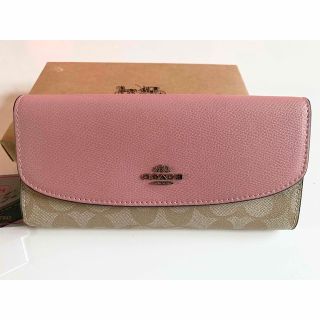 コーチ(COACH)のコーチ coach 長財布 難ありだけど新品　ピンク　シグネチャー(財布)