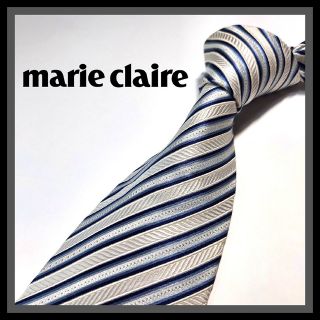 マリクレール(Marie Claire)の130【marie claire】マリクレール ネクタイ  白×青×レジメンタル(ネクタイ)