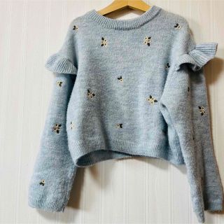 ザラキッズ(ZARA KIDS)の【ZARA】KIDS フラワー刺繍入りニットセーター フリル 小花柄(ニット)