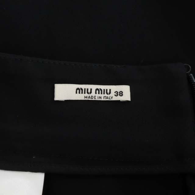 ミュウミュウ miumiu スカラップ フレアスカート 膝丈 38 黒