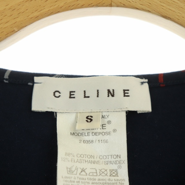 celine(セリーヌ)のセリーヌ Tシャツ Cマカダム カットソー 半袖 クルーネック S 紺 レディースのトップス(Tシャツ(半袖/袖なし))の商品写真