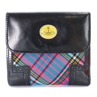 ヴィヴィアンウエストウッド(Vivienne Westwood)のヴィヴィアンウエストウッド 財布 二つ折り オーブ チェック 青 黒 ピンク(財布)
