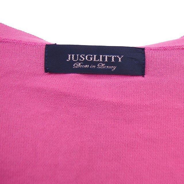 JUSGLITTY(ジャスグリッティー)のジャスグリッティー JUSGLITTY カーディガン 七分袖 Vネック リボン レディースのトップス(カーディガン)の商品写真