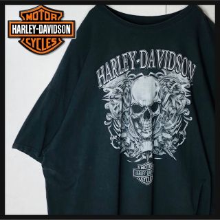 ハーレーダビッドソン(Harley Davidson)の【希少 3XLサイズ】ハーレーダビッドソン デカロゴ ドクロロゴ Tシャツ 黒(Tシャツ/カットソー(半袖/袖なし))