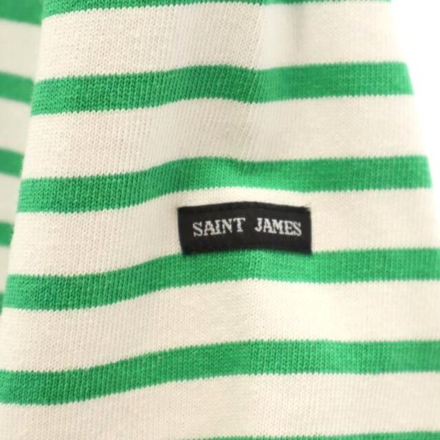 SAINT JAMES(セントジェームス)のセントジェームス フランス製 ボーダー バスクシャツ ML 白×緑 SAINT JAMES ロンT 長袖 Tシャツ メンズ 【中古】  【230427】 メンズのトップス(Tシャツ/カットソー(半袖/袖なし))の商品写真