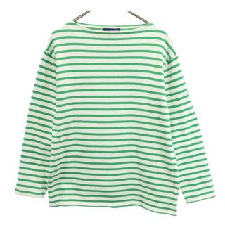 セントジェームス(SAINT JAMES)のセントジェームス フランス製 ボーダー バスクシャツ ML 白×緑 SAINT JAMES ロンT 長袖 Tシャツ メンズ 【中古】  【230427】(Tシャツ/カットソー(半袖/袖なし))