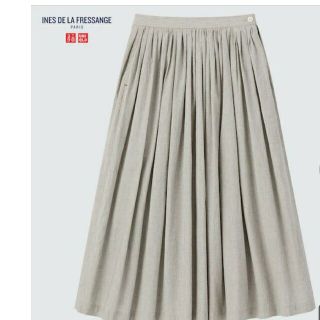 ユニクロ(UNIQLO)のユニクロ　イネス　コットンリネンギャザースカート　61(ロングスカート)