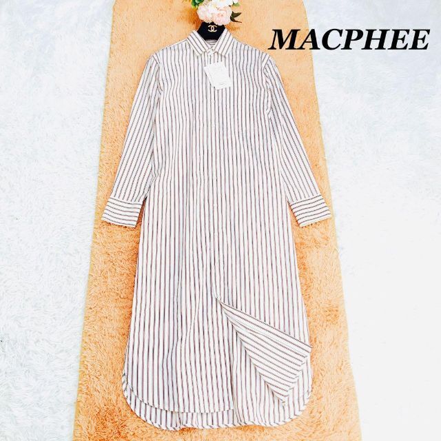 ✽タグ付✽ MACPHEE マカフィー　ロング丈　シャツワンピース　ストライプレディース