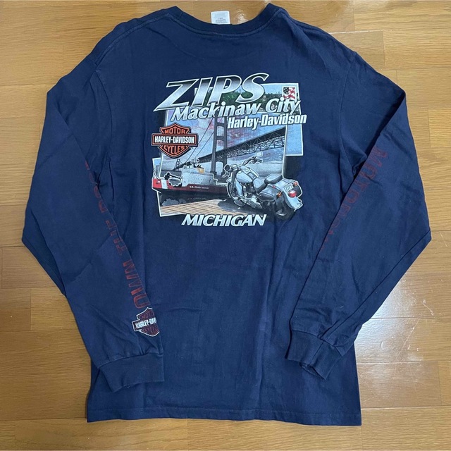 ハーレーダビッドソン 90s ロンT バックプリント オーバーサイズ ネイビー メンズのトップス(Tシャツ/カットソー(七分/長袖))の商品写真