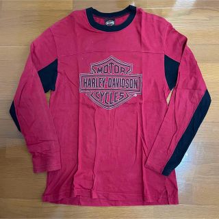 古着 ハーレーダビッドソン　ロンT　ビッグロゴ　赤 ヴィンテージ　tシャツ(Tシャツ/カットソー(七分/長袖))