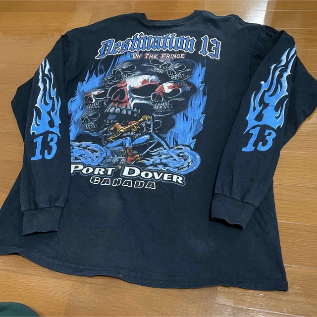 古着 オーバーサイズ ファイアーフレーム ガイコツ ロンＴ メンズのトップス(Tシャツ/カットソー(七分/長袖))の商品写真