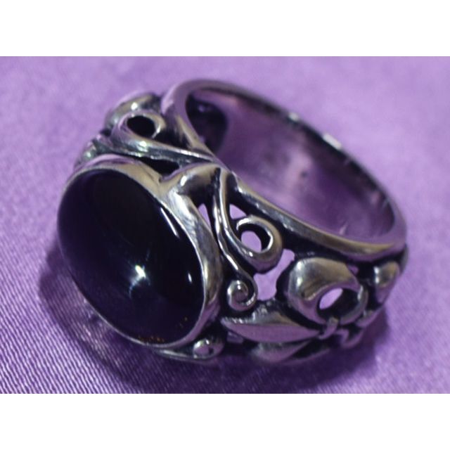 L&T レザトレ OVAL STONE RING w/ONYX 21号