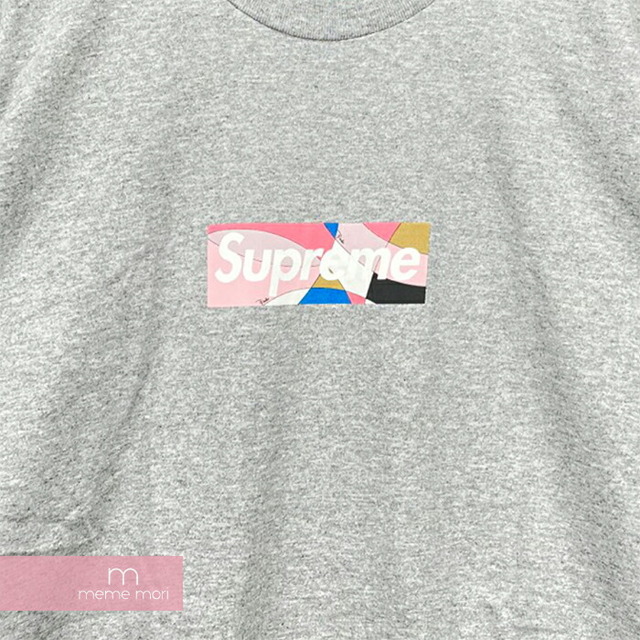 Supreme×Emilio Pucci 2021SS Box Logo Tee シュプリーム×エミリオプッチ ボックスロゴTシャツ 半袖カットソー プリント グレー×ピンク サイズM 【210728】【新古品】【me04】