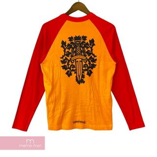 CHROME HEARTS Miami Limited Dagger Print Raglan Sleeve Tee クロムハーツ マイアミリミテッドダガープリントラグランスリーブTシャツ 長袖カットソー ロンT マイアミ限定 オレンジ×レッド サイズM 【220703】【新古品】【me04】(Tシャツ/カットソー(半袖/袖なし))