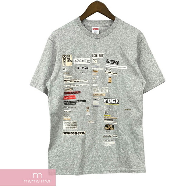 Supreme 2018AW Cutouts Tee シュプリーム カットアウトTシャツ 半袖カットソー 英字プリント グレー サイズS【220518】【新古品】【me04】