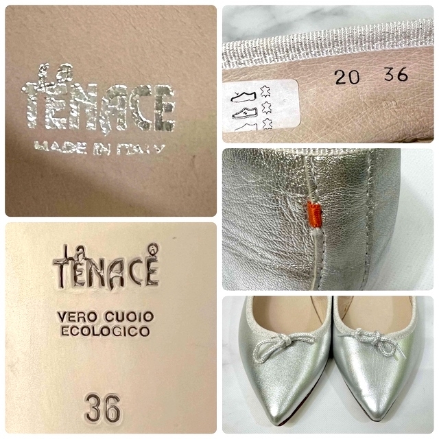 La tenace(ラテナーチェ)の【新品未使用】LA TENACE メタル レザーフラットシューズ シルバー 23 レディースの靴/シューズ(バレエシューズ)の商品写真