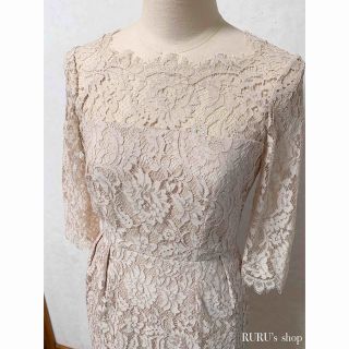 新品 milly ミリー 刺繍レース オープンバック ワンピースドレス ベージュ