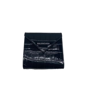 BALENCIAGA クロコ風 折財布 (ブラック)-