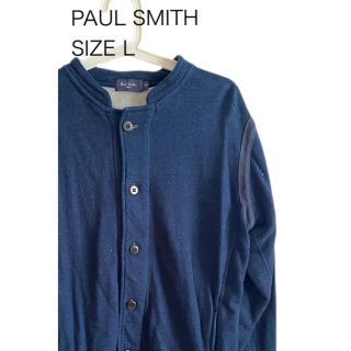 ポールスミス(Paul Smith)のPAUL SMITH コットン デザイン カーディガン 牛革 サイズL(カーディガン)