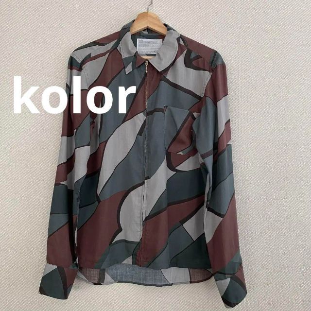 kolor(カラー)のkolor カラー プリンテッドレクセルブロードシャツ ジップアップブルゾン メンズのジャケット/アウター(ブルゾン)の商品写真