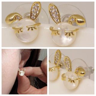 18K RGP ゴールド ダイヤ CZ ウサギ ピアス gp5627(ピアス)