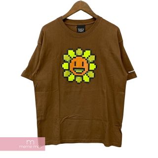 Tonari no Zingaro Takashi Murakami Murakami. Flowers #0126 M.F Tee トナリノジンガロ 村上隆 ムラカミドットフラワーズTシャツ 半袖カットソー フラワープリント カイカイキキ ブラウン サイズXL 【220810】【中古-A】【me04】(Tシャツ/カットソー(半袖/袖なし))