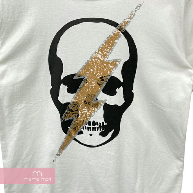 lucien pellat-finet Thunder Skull Tee ルシアンペラフィネ サンダースカルTシャツ 半袖カットソー プリント ラメ ホワイト サイズS【220801】【-B】【me04】