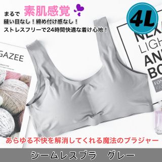 グレー 3XL(4L) シームレスブラ スポブラ ナイトブラ 大きいサイズ(マタニティ下着)