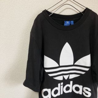 アディダス(adidas)のadidas アディダス トレフォイル　半袖Tシャツ　黒　デカロゴ　XL(Tシャツ/カットソー(半袖/袖なし))