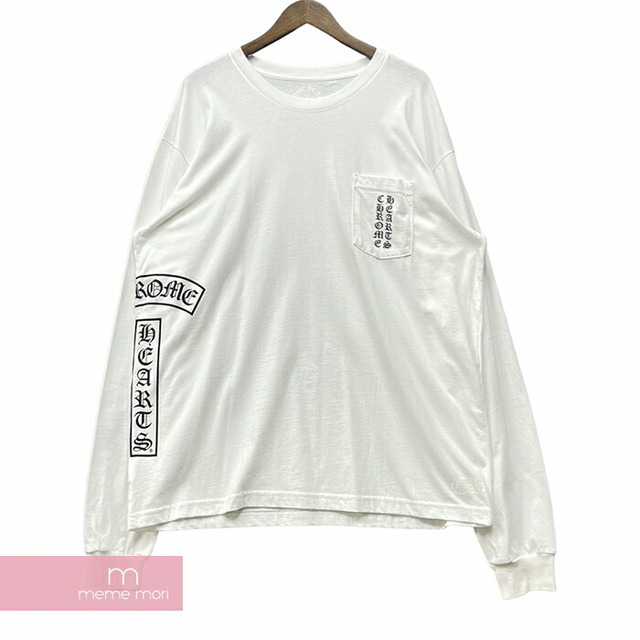 CHROME HEARTS Side Logo LS Tee クロムハーツ サイドロゴロングスリーブTシャツ 長袖カットソー ロンT 胸ポケット ヴァーティカルロゴ ホースシュープリント ホワイト サイズXXL【230309】【-A】【me04】