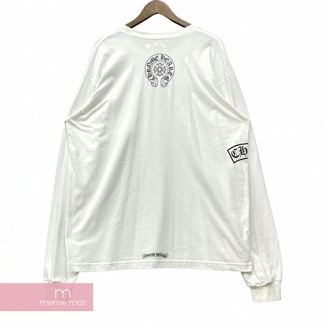 CHROME HEARTS Side Logo LS Tee クロムハーツ サイドロゴロングスリーブTシャツ 長袖カットソー ロンT 胸ポケット ヴァーティカルロゴ ホースシュープリント ホワイト サイズXXL【230309】【-A】【me04】