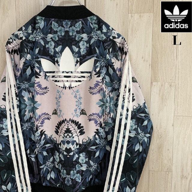 Originals（adidas）(オリジナルス)の【人気柄】adidas　アディダス　パープルフラワー　総柄　花柄　ジャージ　Ｌ レディースのトップス(その他)の商品写真