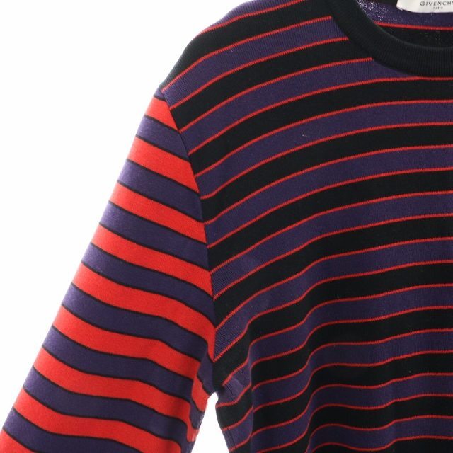 GIVENCHY エッセンシャルズ ニット セーター ボーダー 長袖 紫 黒 赤 【激安大特価!】 Broderie Co 袖なし トレーナーニット ボーダー コットンレーヨン