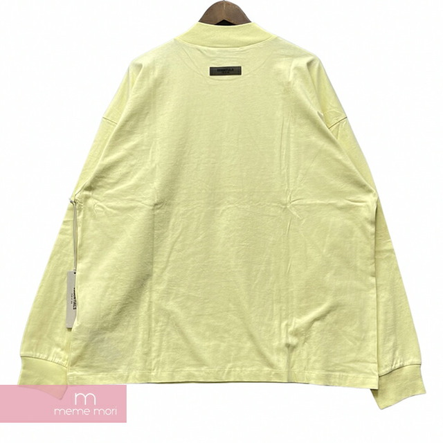 FEAR OF GOD ESSENTIALS 2022SS L/S Tee CANARY エッセンシャルズ ロングスリーブTシャツ 長袖カットソー ロンT フロッキープリント ペールイエロー カナリー サイズM【230331】【新古品】【me04】