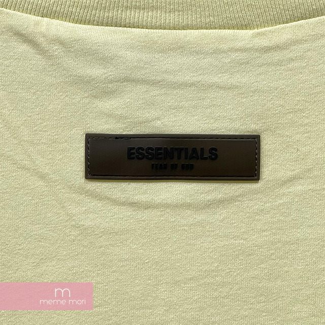 FEAR OF GOD ESSENTIALS 2022SS L/S Tee CANARY エッセンシャルズ ロングスリーブTシャツ 長袖カットソー ロンT フロッキープリント ペールイエロー カナリー サイズM【230331】【新古品】【me04】