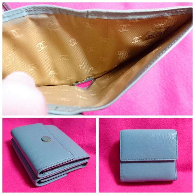 CHANEL by risa's shop｜シャネルならラクマ - きれい正規品Wホック財布*水色の通販 通販セール