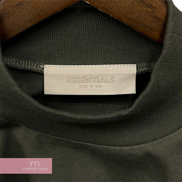 FEAR OF GOD ESSENTIALS 2023SS L/S Tee Off Black エッセンシャルズ ロングスリーブTシャツ オフブラック 長袖カットソー ロンT フロッキープリント オリーブブラック サイズM【230325】【新古品】【me04】