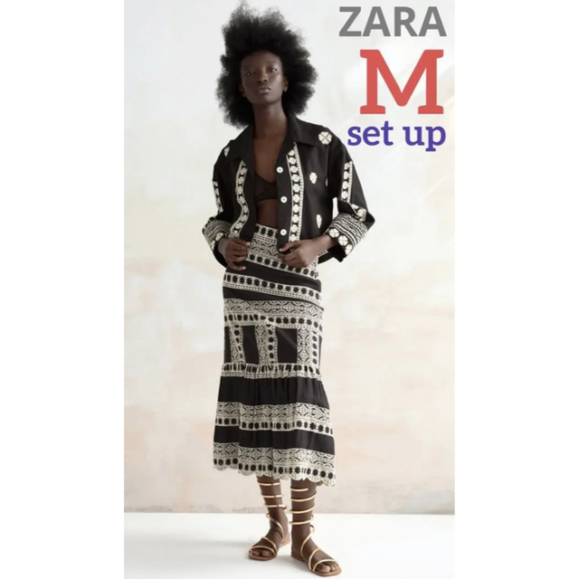 ZARA(ザラ)の新品ZARA エンブロイダリーブラウス&エンブロイダリーミディスカートM レディースのトップス(シャツ/ブラウス(長袖/七分))の商品写真