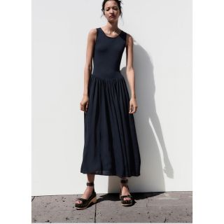 ザラ(ZARA)のZARA ワンピース　ネイビー(ロングワンピース/マキシワンピース)