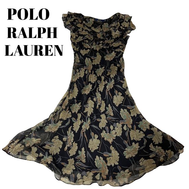 POLO RALPH LAUREN(ポロラルフローレン)のラルフローレン　ロング丈ワンピー　花柄　総柄　フレア　M レディースのワンピース(ロングワンピース/マキシワンピース)の商品写真