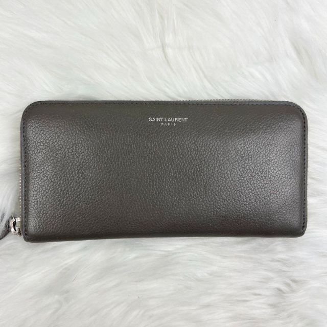 美品•箱付き】サンローラン 長財布 ラウンドファスナー ブランドロゴ