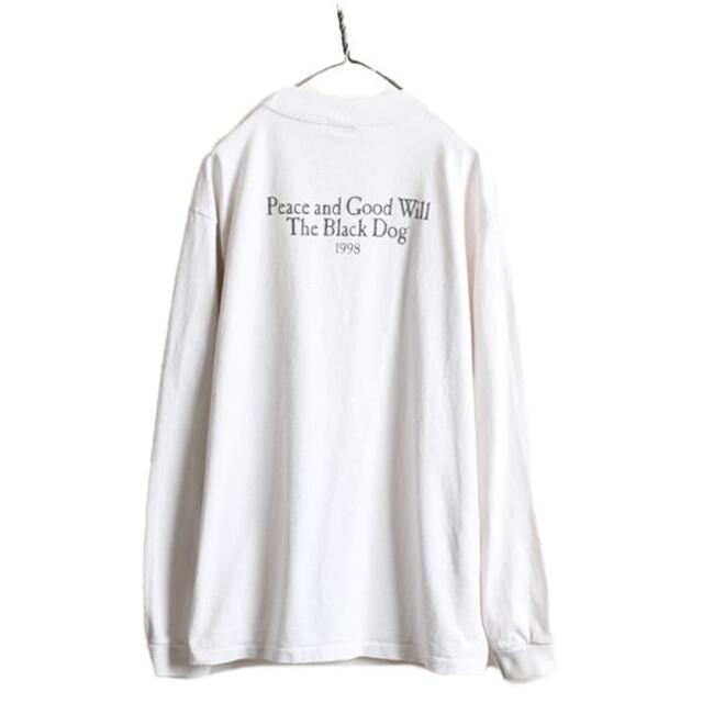 90s USA製 The Black Dog ドッグ プリント 長袖Tシャツ L 6