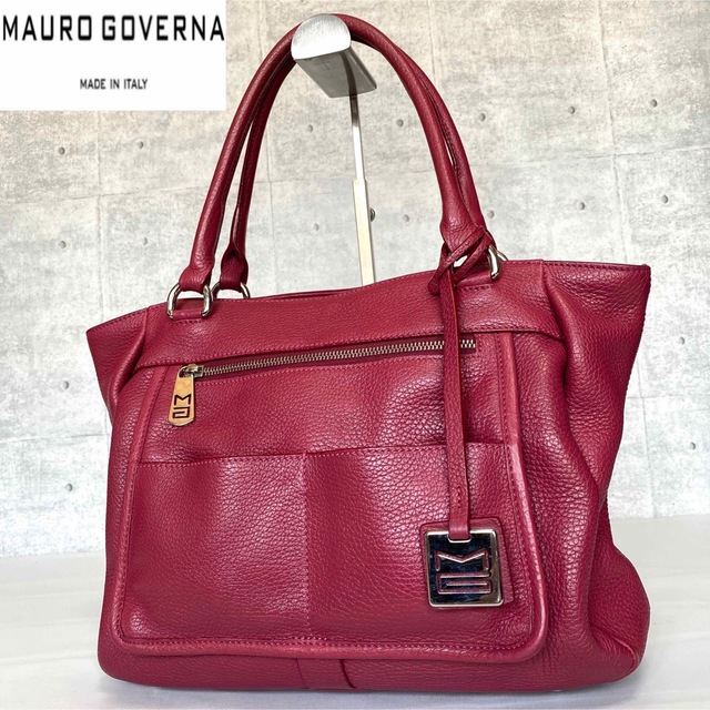 【美品】MAURO GOVERNA BLACK トリヨンレザー ハンドバッグ