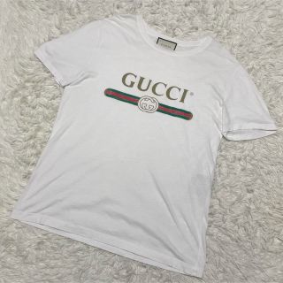 GUCCI グッチ Tシャツ シェリーライン ダメージ加工 L ロゴプリント-