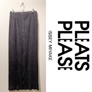 プリーツプリーズイッセイミヤケ(PLEATS PLEASE ISSEY MIYAKE)の【PLEATS PLEASE】激レアデニム転写ロングスカート【プリーツプリーズ】(ロングスカート)